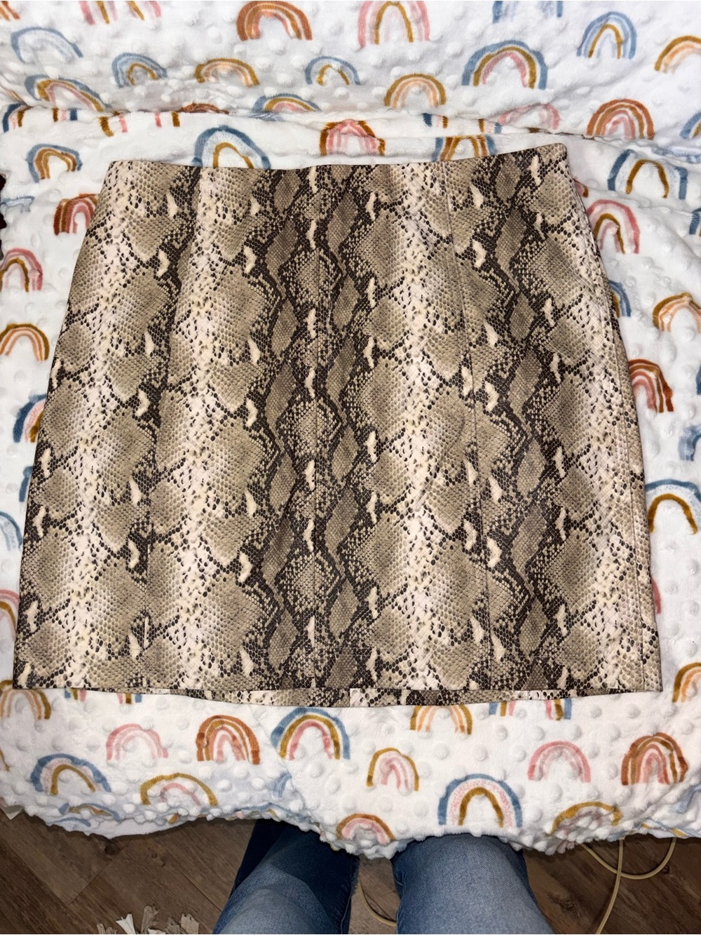 Wild Honey Snake-Print Mini Skirt in Neutral Brown Med. - Picture 2 of 5